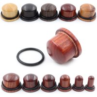 Alisouy 2PCS Natural Wood Solid Bullet Cylinder Ear Gauges Taper Plugs Tunnel Expander Stretcher Earrings Piercing Body Jewelry