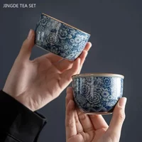 Vintage Exquisite Ceramic Tea Cups Handmade Blue and White Porcelain Master Cup Chinese Custom Tea Set Chinese Tea Accessories