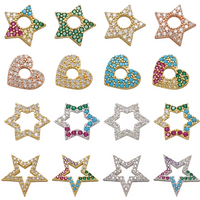 ZHUKOU multicolor heart star CZ crystal earrings charms cute charms for jewelry making DIY handmade pendant Supplies wholesale