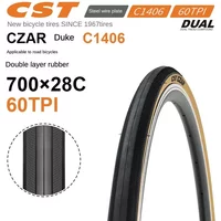 ZhengXin CST Road Bike Outer Tire Bicycle Tire Retro Yellow Edge 700*25 28 40c Puncture-Proof Double Sizing Materials Tire