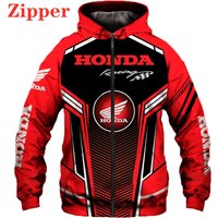AliExpress 2025 New Spring and Autumn Zipper Hoodie Honda Racing Logo Hoodie 3D Printed Cycling Jacket Outerwear