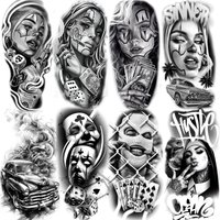 1 Sheet Rebellious Girls Nun Robber Temporary Tattoos For Men Women Adults, Waterproof Long Lasting Temp Fake Tattoo Stickers