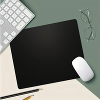 Black Square Office Mouse Pad with Stitched Edge Smooth Cloth Gaming Mousepad Non-Slip Rubber Base for Computer Laptop Desk Mat
