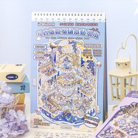 JCAC 12pcs PET Stickers+6pcs Scenario Images+2pcs Effect Images Large-Format Miniature Scenery Book 3D Pop-Up Stickers