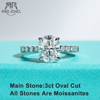 AnuJewel 3ct Oval Cut D Color Moissanite Engagement Rings For Women 925 Sterling Silver Wedding Rings Women Jewelry Wholesale