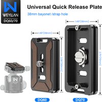 Metal Quick Release Plate Arca Swiss Plate WEYLLAN 60/70MM DQ60/70 Tripod Adapter Mount Plate for Tripod Head 1/4" D-Ring Screw
