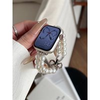 New Bow Stretch Beaded Strap Women's Watch Strap for Apple Watch 38/40/41/42/44/45/46/49mm for Iwatch 9 8 7 6 SE Bracelet