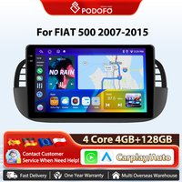 Podofo 9-Zoll-Funk-Carplay-Android-Auto-Radio für FIAT 500 2007-2015 Autoradio GPS-Navigation BT FM/RDS 2-DIN Auto-Intelligenzsystem Plug&Play-Haupteinheit SWC Auto-Multimedia-Stereo Wifi