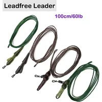 2pcs 100cm/60lb Carp Fishing Line Ready Tied Helicopter Chod Rig Braided Carp Leadfree Line Leadcore Leaders Fishing Accessories