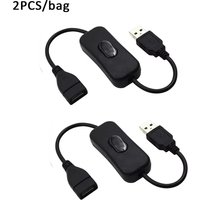 2PCS 28cm USB Switch Cable ON/OFF Male to Female Extension for 5V USB Lamp USB Power Supply Line Durable Adapter USB Headset LED