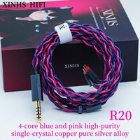 XINHS R20 4 Core Blue Pink High Purity Monocrystalline Copper Pure Silver Alloy HIFI IEM Upgrade Cable,0.78 2PIN,MMCX,QDC,IE900