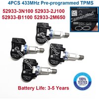 4Pcs for Hyundai KIA TPMS Sensor 433MHZ OEM 52933-3N100 52933-2J100 529332J100 52933-2M650 52933-B1100 529333N100 529332M650