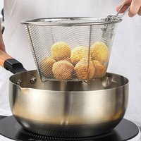 Stainless Steel Frying Basket Mesh French Chef Fries Chip Basket Foldable Strainer Net Food Colander Kitchen Cooking Tools
