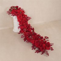 Wedding Hight Quality Artificial Flowers Simulated Red Rose Anthurium Table Runner Flower Row Wedding Backdrop Decoration Flower