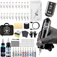 Alloy Tattoo Pen Kit POSEIDON High Quality Black Tattoo Kit 20 Tattoo Needles High Power Tattoo Power Supply Tattoo Gun Kit