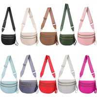 Nylon Crossbody Bag with Adjustable and Removable Strap Spacious Fanny Packs Solid Sling Bag for Women