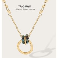 YA-CHAN Stainless Steel Chains Necklaces for Women African turquoise Natural Stone Pendant 18K Gold PVD Plated Jewelry Gift