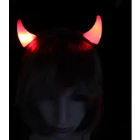 Women Girls Boy Red LED Light Up Demon Devil Bull Horns Headband for Glow Party and Festival Headwear Accessories