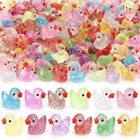Micro Landscape Cute Glittering Pink Little Yellow Duck Doll Pendant Landscape Resin Decoration Accessories Mini Small Ornament