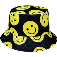 Smiley Face Bucket Hat, Reversible Sun Hat, Foldable Stylish Bucket Hat, All-Season Bucket Hat, Suitable for Outdoor Activities and Summer Travel