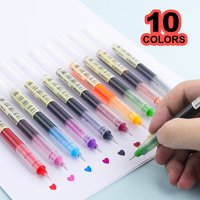 10 Pcs Large Capacity Quick Drying Needle Tip Colored Gel Pen 0.5mm Fine Pointed Ballpoint Pens DIY Diary Drawing 10 Colors