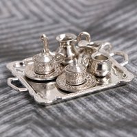 Maison de poupée Miniature jouet argent métal décoration Vase Pot accessoires décoratifs maison de poupée Miniatures accessoires