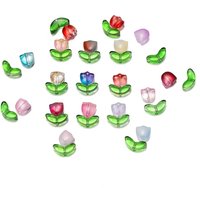 30 pièces/sac Transparent petit tulipe verre fleur perles collier entretoise perles pour bijoux à bricoler soi-même artisanat accessoires