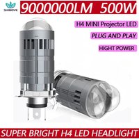 H4 Hight Power LED Projector Mini Lens Car Motorcycle Headlight Bulbs Canbus Plug and Play 6000K High Low Beam Auto Turbo Lamps