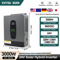 DATOUBOSS 3000W Solar-Wechselrichter DC24V zu AC220V Reine Sinuswelle mit integriertem MPPT-Solarladeregler, netzunabhängiger Wechselrichter für Heim-Solaranlagen, Wohnmobil und Notstromversorgung