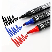3Pcs/Set Permanent Marker Pen Fine Point Waterproof Ink Thin Nib Crude Nib Black Blue Red Ink 1.5mm Fine Color Marker Pens
