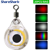 ShareShark 20Pcs/bag Mini LED Deep Sea Fishing Light Attracting Squid Luminous Lure Light Eye Fish Bait Light for Night Fishing