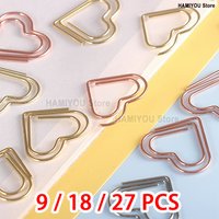 Heart Paper Clips Rose Gold Mini Binder Clips Bookmarks Tickets Photo Clamp Patchwork Clips Office Binding Supplies gold/silver