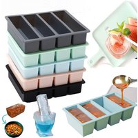 1/4pc 4-grid Large Rectangular Ice Cube Mold with Lid Whiskey Ice Tray Mold Stackable Freezing Tray Kitchen Easy-Release Tools