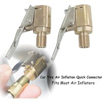 2pcs Car Tire Air Inflation Quick Connector Air Pump Inflator Adapter Clamp-type Threaded Nozzle Automotive Tire Chuck Accessory