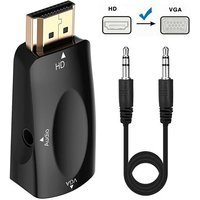 HDMI-compatible to VGA Adapter Converter, with 3.5mm Audio Cable Video Jack, Full HD PC Laptops For Xbox PS4 TV Box to Projector