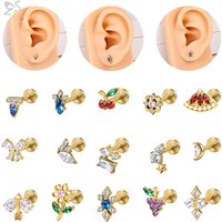 ZS 1PC 16G G23 Titanium Lip Labret Piercing Cherry Watermelon Shape Lip Ring Tragus Helix Earrings Cartilage Earring Jewelry