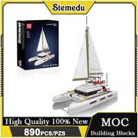 Mould King 10217 Double Hull Sailboat Building Set DIY Handcrafted Model Educational Assembly Toy Collectible Ornament