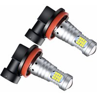 Big Power LED Lens Fog Lights Bulbs 2016LEDs 60SMD H11 H8 H9 H16EU 6000K White 9-48V 12V/24V Plug & Play for Car Fog Head Lights