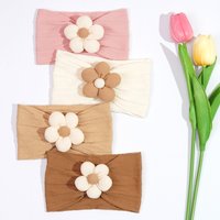 3Pcs Nylon Flower Headband For Newborn Girls Elastic Knit Children Turban Babys Bow Soft Kids Headwear Hair Accessories wholesal