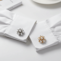 Decorative Detachable Rhinestone Button Covers Golden Silver Flower Shape Crystal Button Covers Shirt Button Covers Shirts