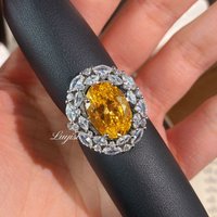 2026 New FIRERING 100% 925 Silver 925 Yellow High-Carbon Diamond Ring, Women's Eternal Jewelry Gift