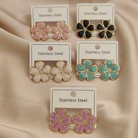 Creative five-leaf flower colorful enamel stainless steel earrings, waterproof and rusty-free women's earrings, party jewelry