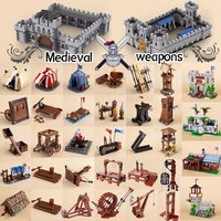 Medieval Castle Siege Weapons Building Blocks Military War Scene Army Knights Battering Ram Bonfire Fish Rack Armor Bricks Toys