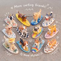 Beach Surfing Dog Pendant Golden Dachshund Corgi Charm Handmade DIY Jewelry Making for Necklace Stainless Steel Women Accessori