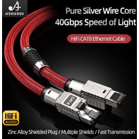 HiFi Cat8 Ethernet Cable 6N Pure Silver 40Gbps Speed Network Cable for ANSI/TIA-568-C.2-1 Internet Patch Line Audio Ethernet