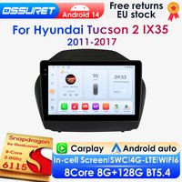 OSSURET Android14 Autoradio Für Hyundai Tucson 2 IX35 2011-2017 Auto Multimedia GPS Carplay 4G DSP BT 360 Kamera Durch Snapdragon 6115