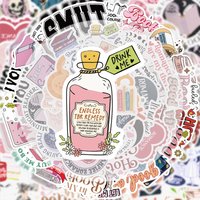 50 Romantic Reading Stickers, Vibrant Sticker Decals, Suitable for Decorating Water Bottles, Laptops, Cell Phones, Suitcases, Skateboards, Guitars, Gift Boxes, Party Decorations