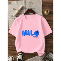 Hello Berry, nice to meet you "printed pink short sleeved casual T-shirt summer children's cotton short sleeved top