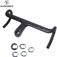Vitchey carbon road bike one-piece handlebar inner cable routing with washers.
