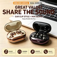 B54-New wireless earbud-style dual-headset with Bluetooth - four pairs, long battery life, sleep headphones, sports headphones